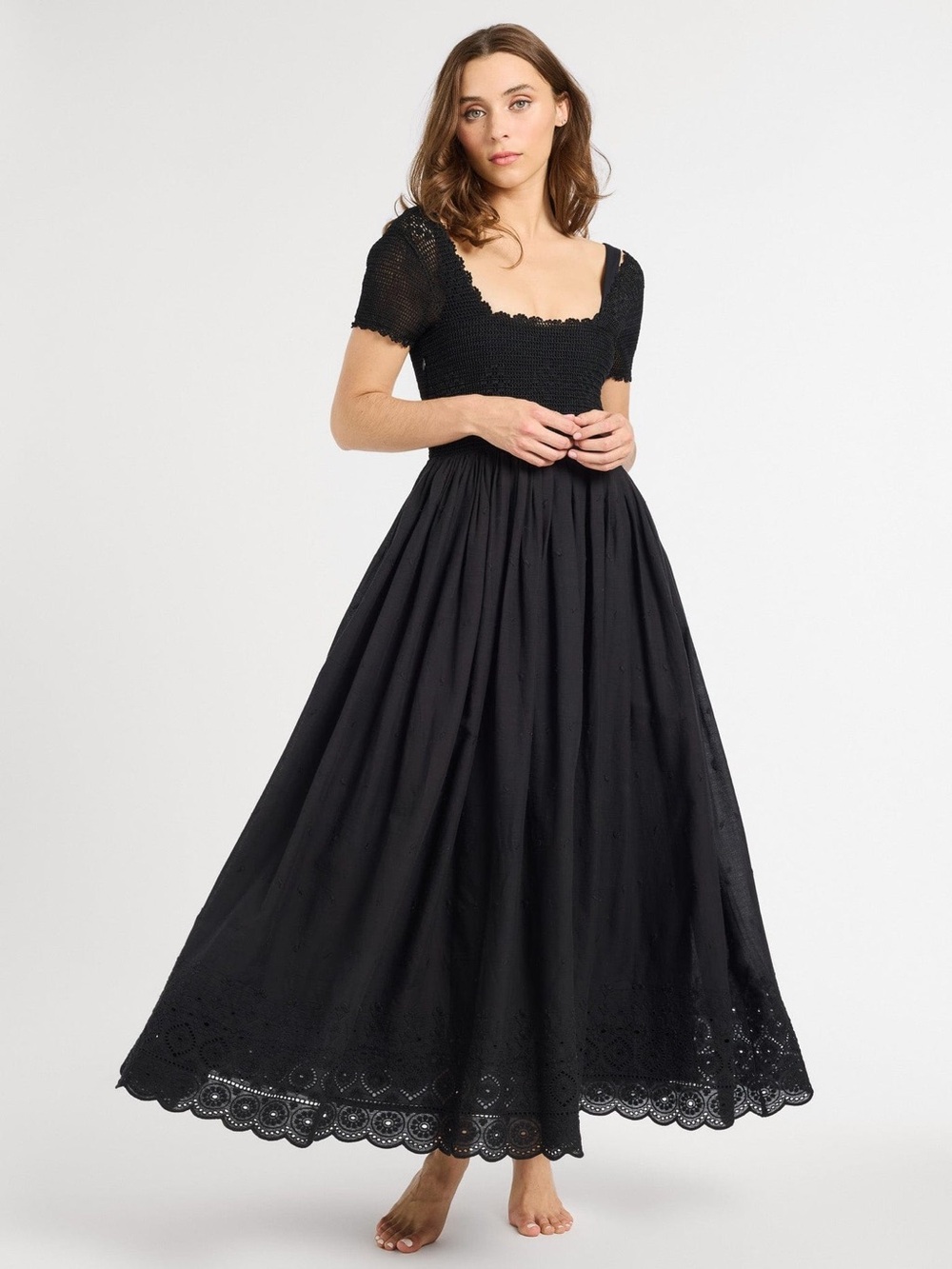 NWT Mille Resort Carla Crochet Eyelet Lace Maxi Dress | Size S
